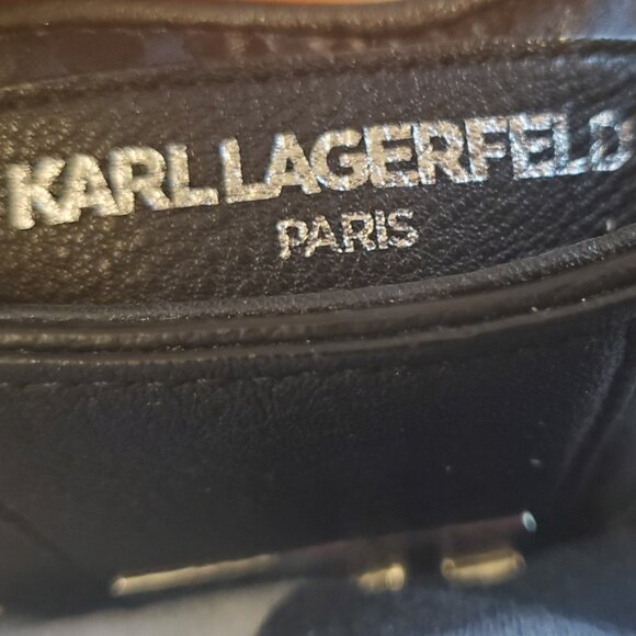 Karl Lagerfeld Black Handbag with Handle and Pearl Accents - Picture 6 of 7